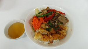 Rice Vermicelli with Spring Rolls & Stir-Fried Lemongrass Beef